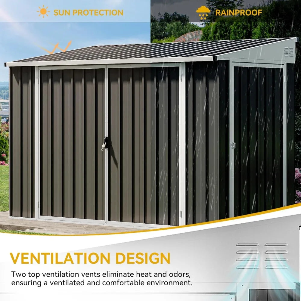 Outdoor Storage Shed, Waterproof Metal Garden Shed with Lockable Door, Storage Shed for Bike, Garbage Can, Lawnmower，Customized