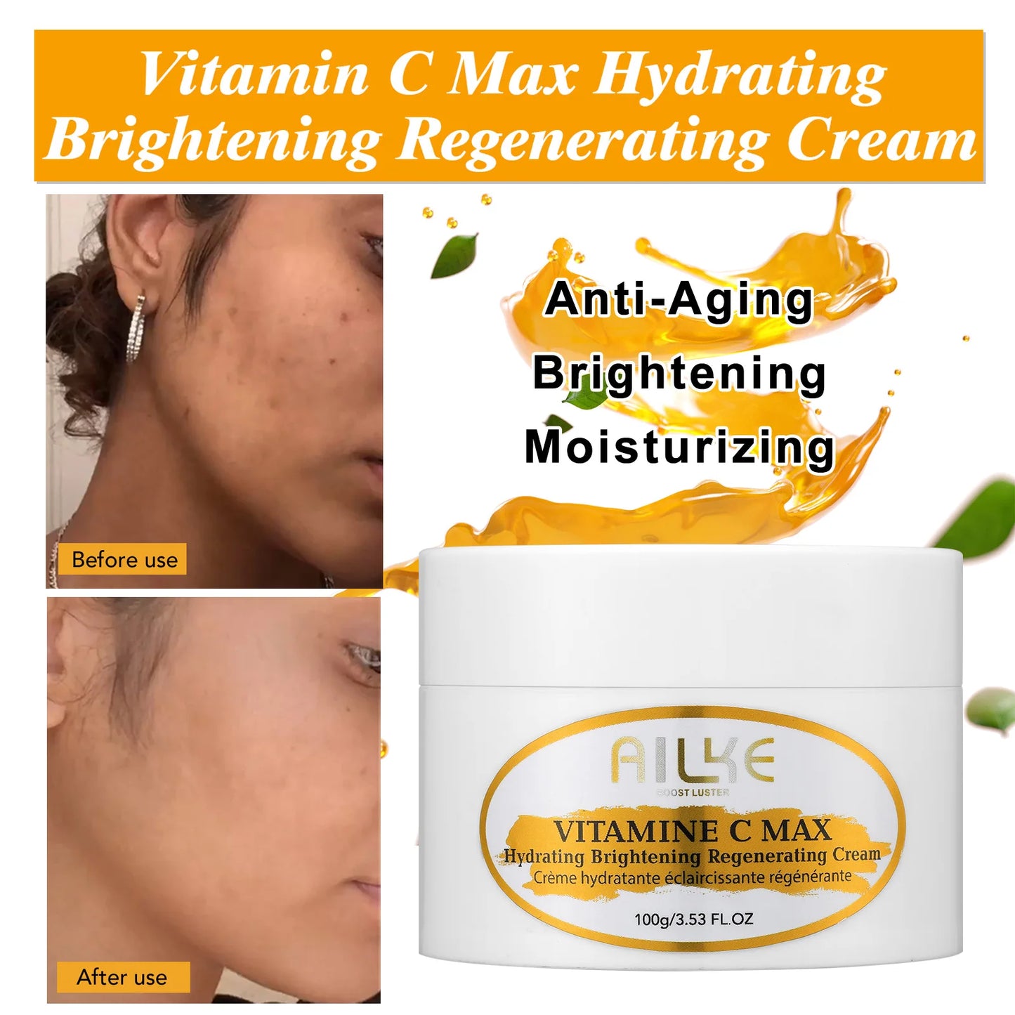 KYLIEFIT Vitamin C Whitening Facial Cream for Bright Even Skin