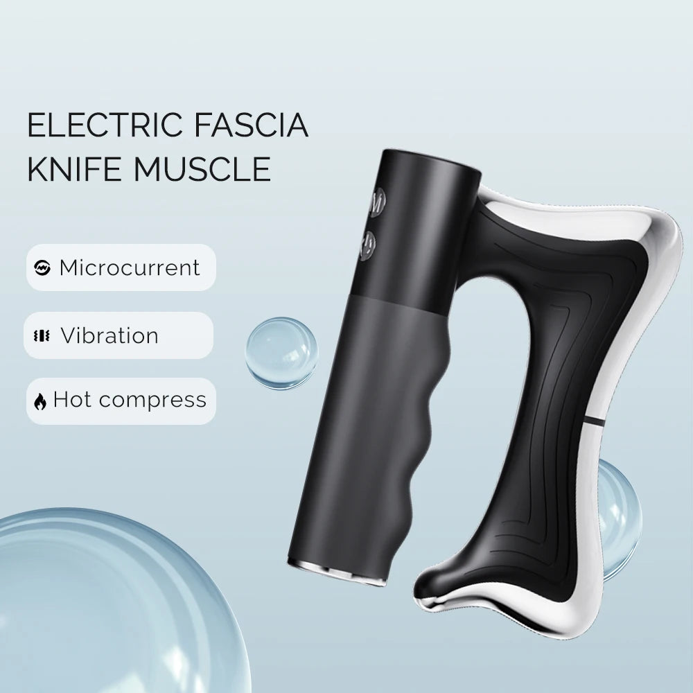 Electric Fascia Scraper Muscle Massager Portable Deep Tissue Vibration Massage Tool Muscle Relaxation Device for Back Neck Shoulder Legs