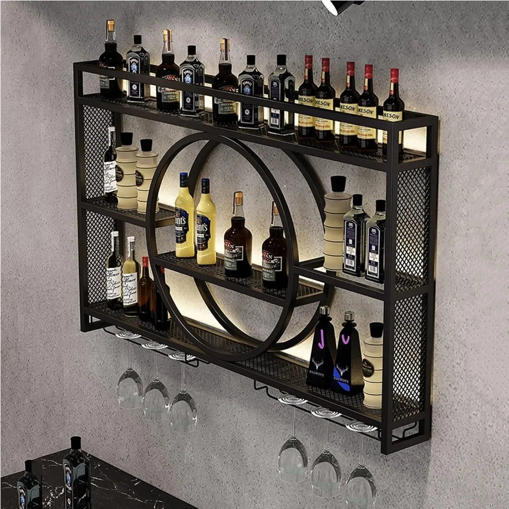 APWIKOGER Wine Storage Rack With LED Light Bar Display Shelf