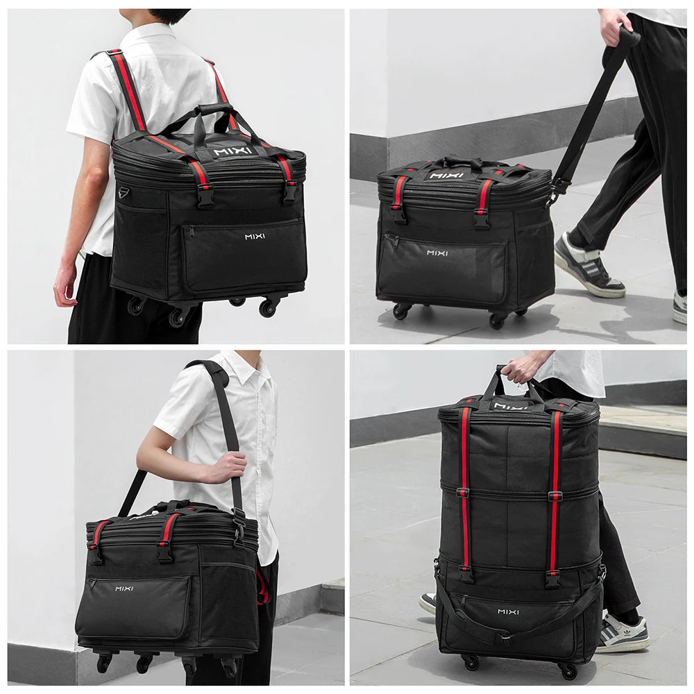 Mixi Foldable Travel Bag With Wheels Expandable Duffel
