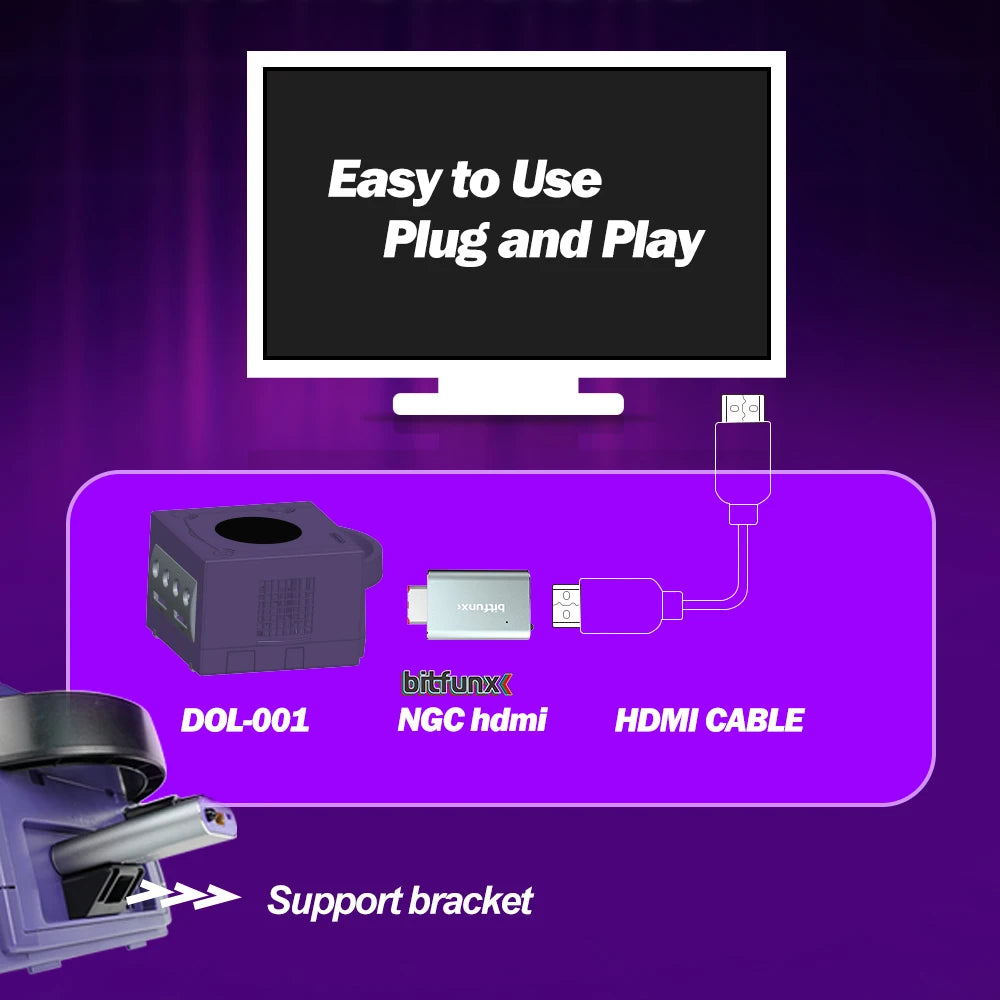 BitFunx GameCube GC2HDMI AV to HDMI Video Adapter With Scanline