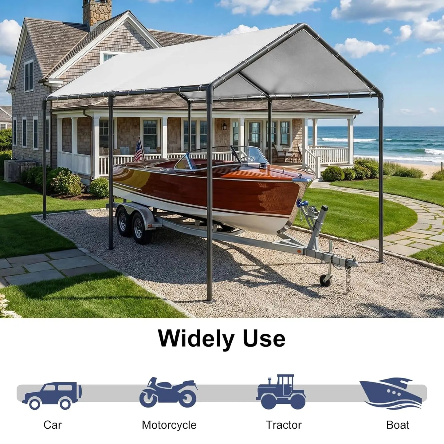 Heavy Duty Galvanized Carport Canopy Shelter For Outdoor Use