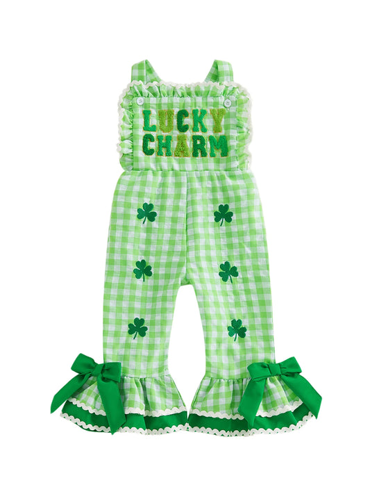 Adorable Baby Shamrock Print Sleeveless Romper