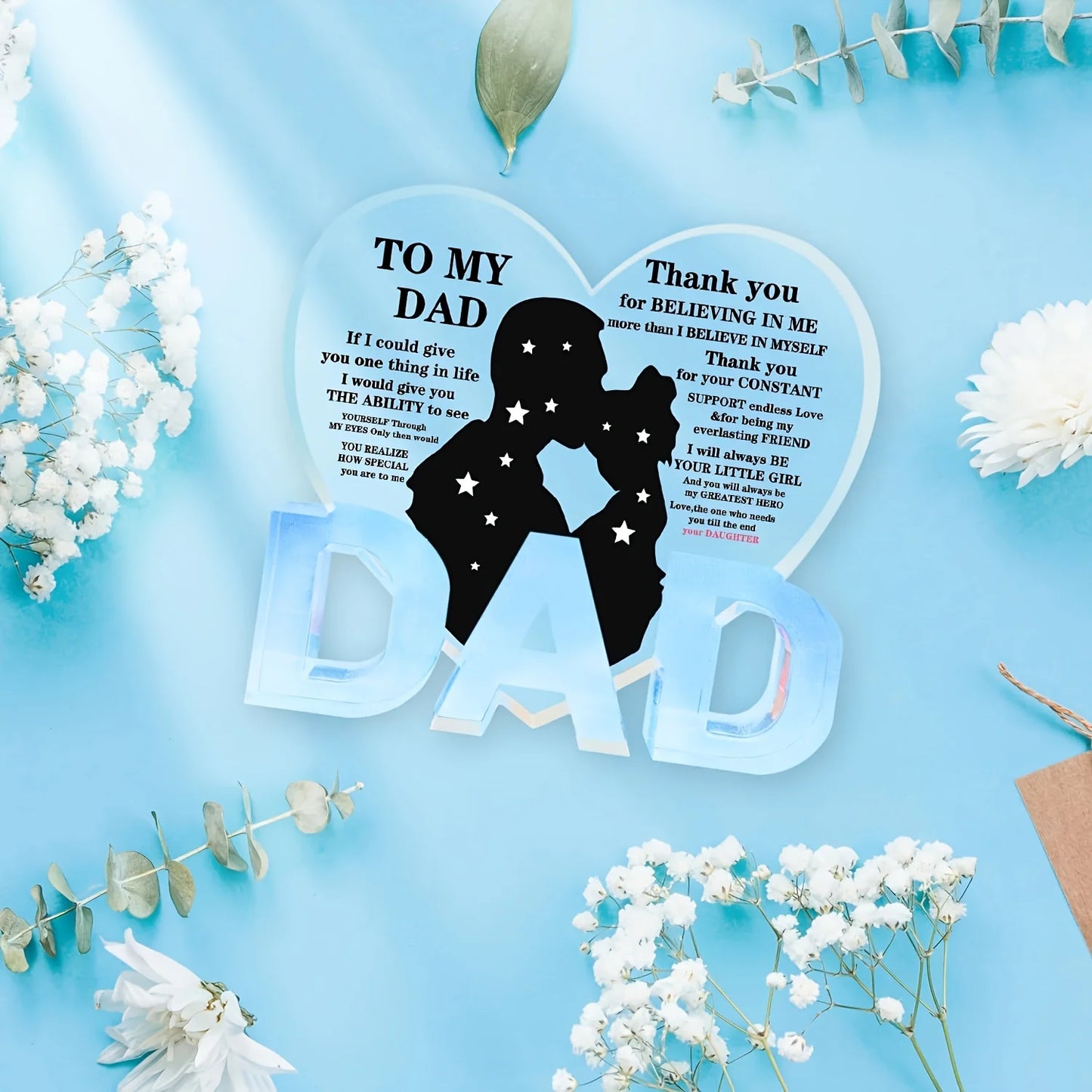 Acrylic Heart Plaque Gift For Dad From Daughter Thank You Gift