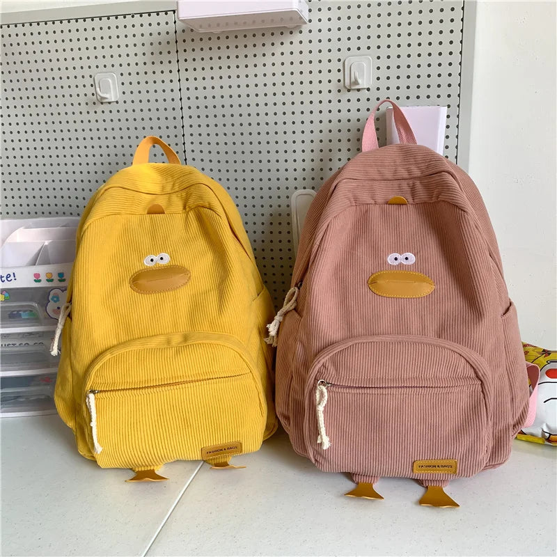 Cartoon Duck Backpack Kawaii Travel Bag Korean Edition For Women And Girls
