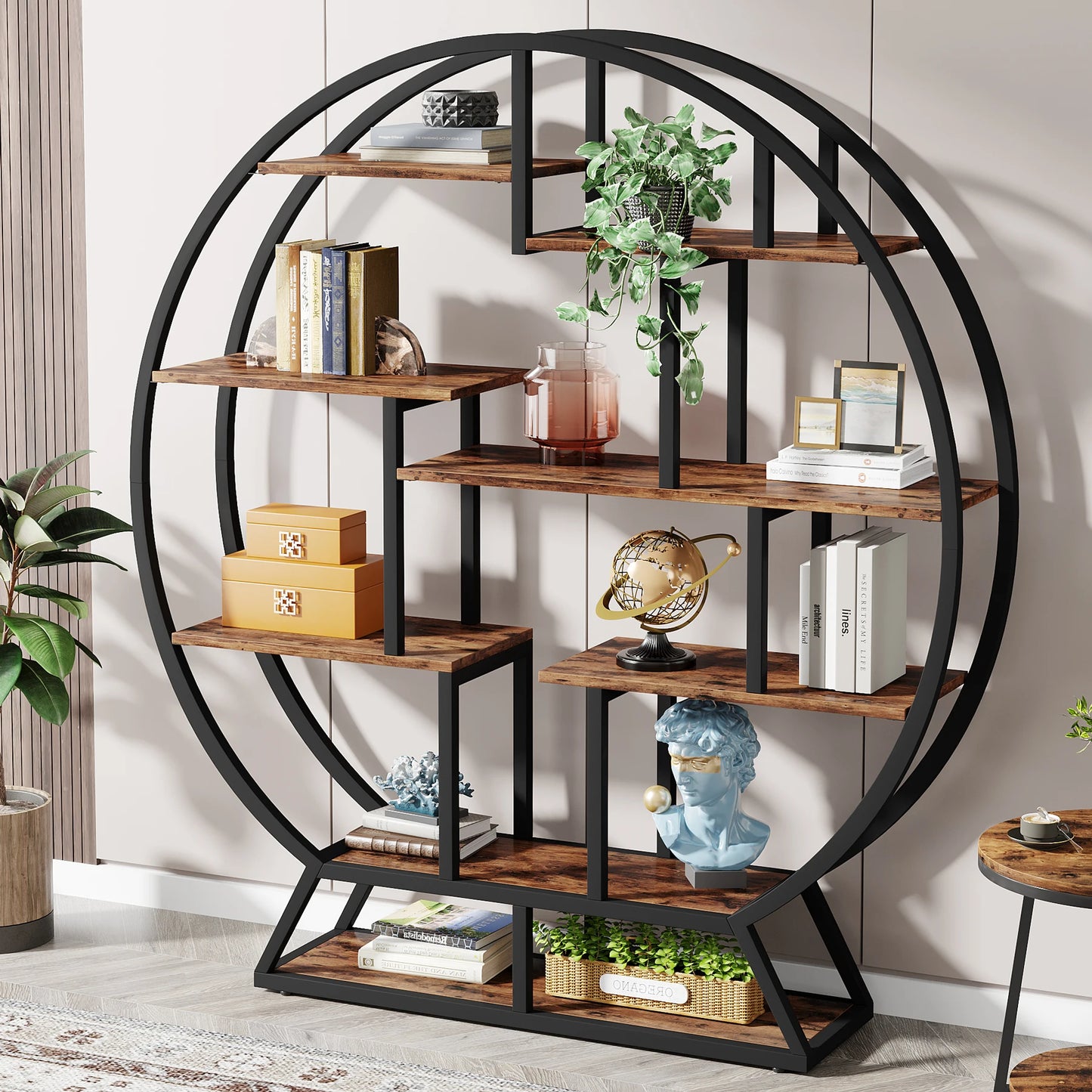 Tribesigns Industrial Bookshelf Etagere With Staggered Shelves