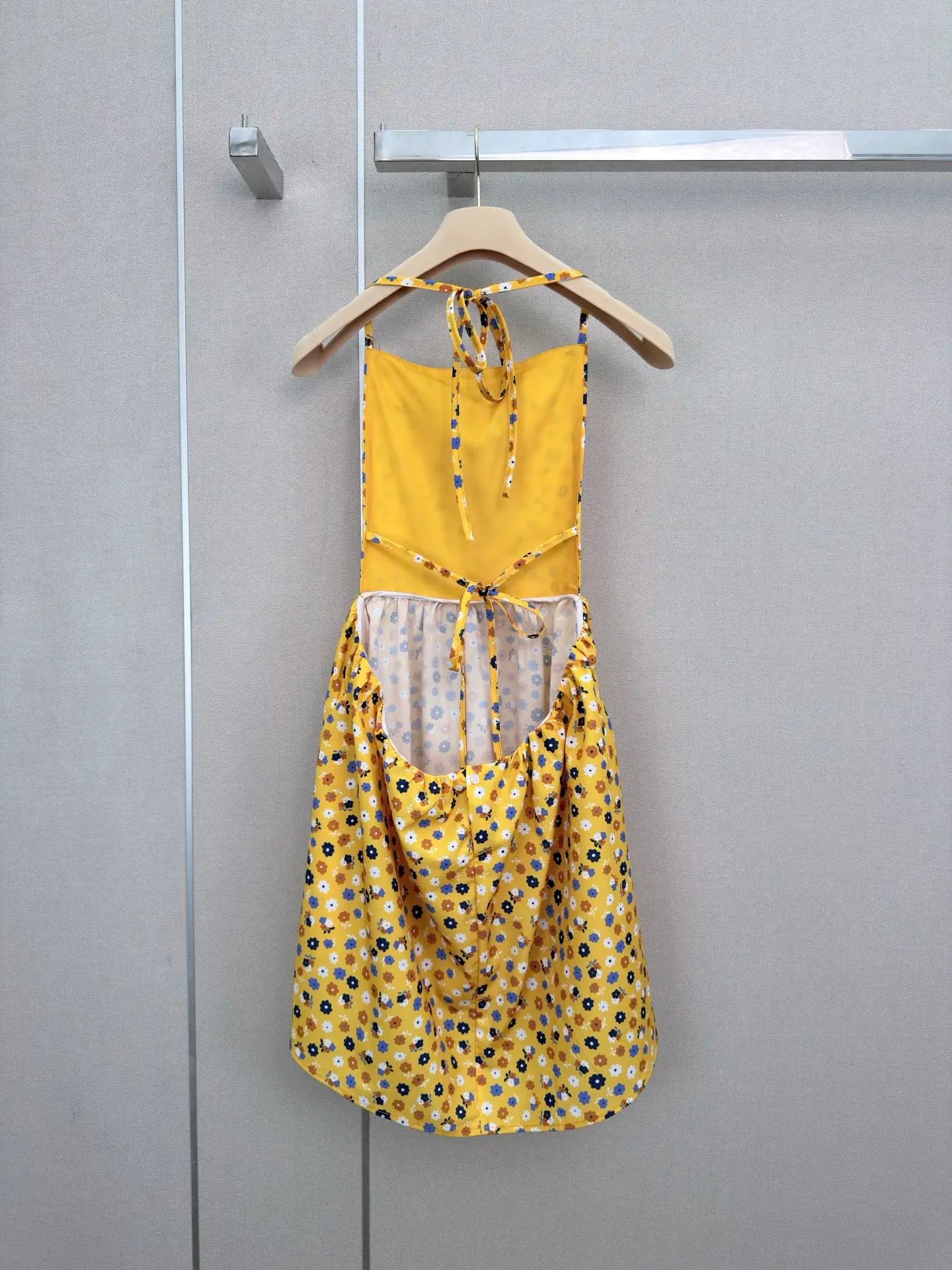Women's Suspender Printed Pleated Backless Dress For Summer