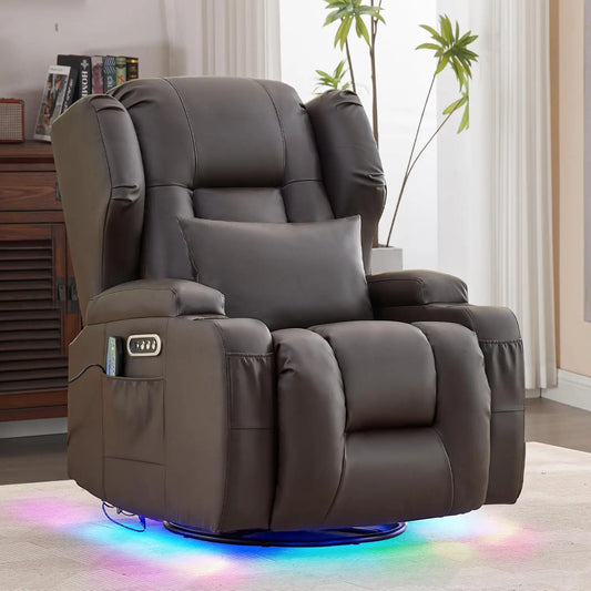 Power Swivel Rocker Recliner Chair with Massage & Heat, Dual Motor Electric Glider Rocking Recliner with USB Ports,, Customized