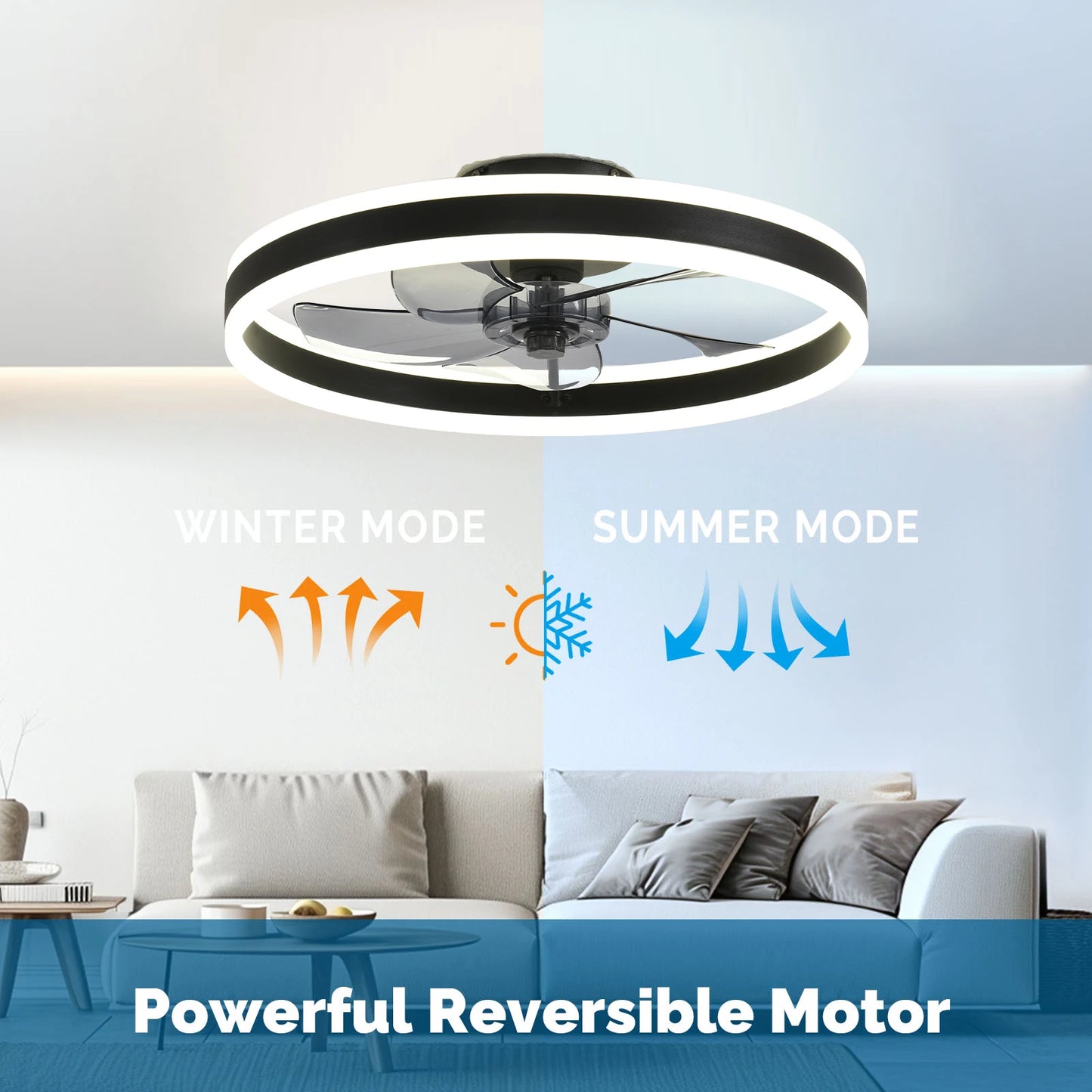 Orison Ceiling Fan With Remote Control Low Profile Flush Mount