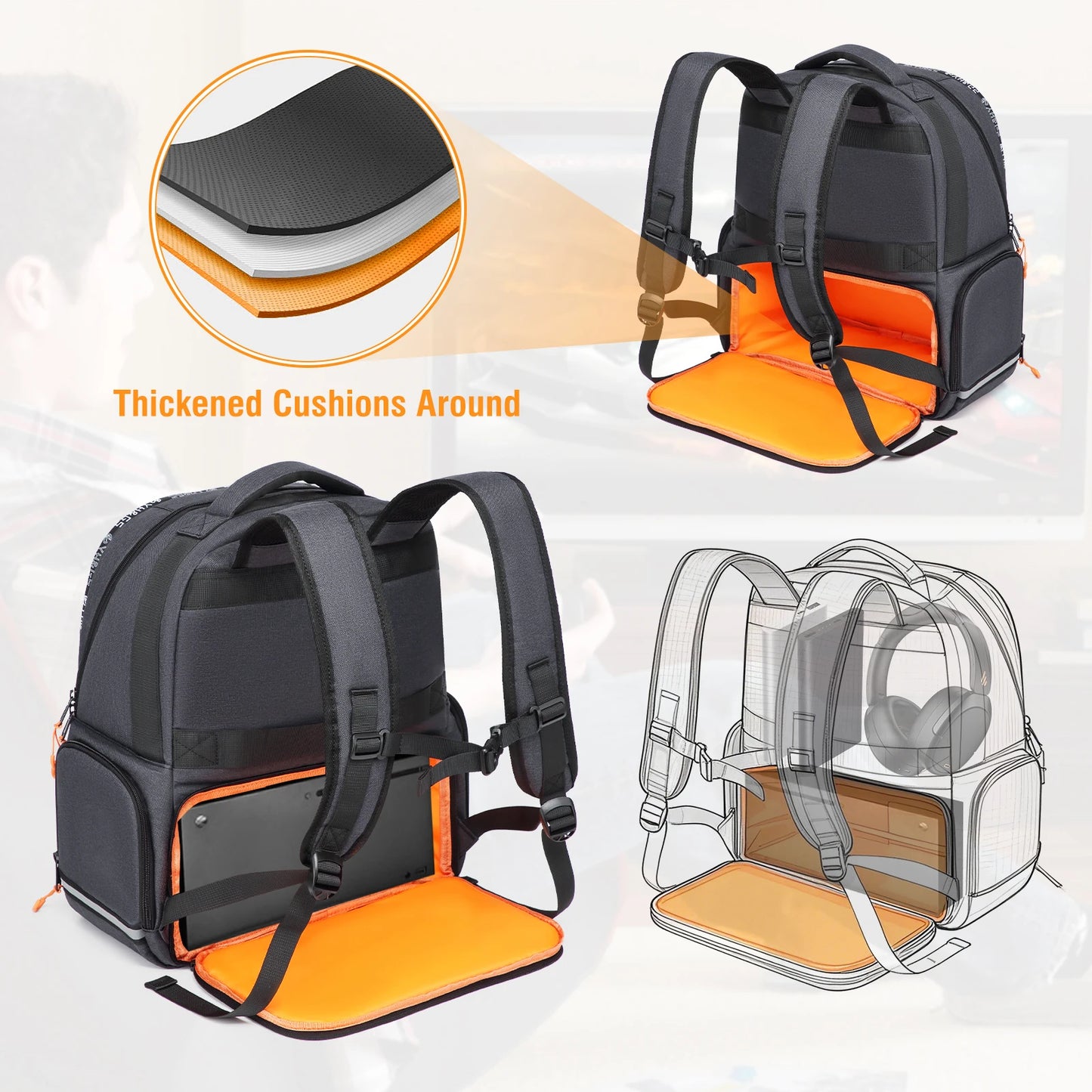 Backpack Compatible with Xbox Series X/S Console Bag with Separate Storage Room Console Headset Pockets for Gaming Accessories