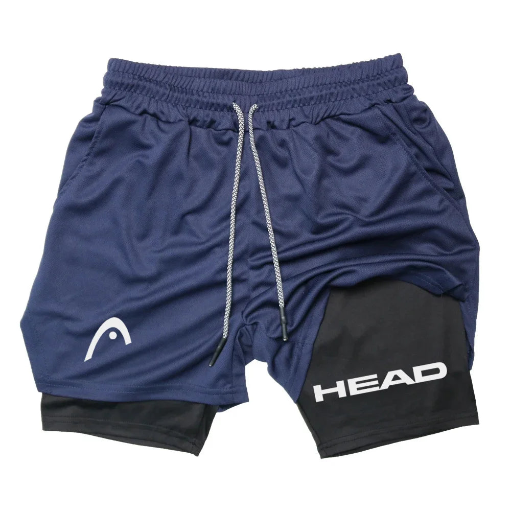 Mens Quick Dry Double Layer Running Shorts For Gym Training