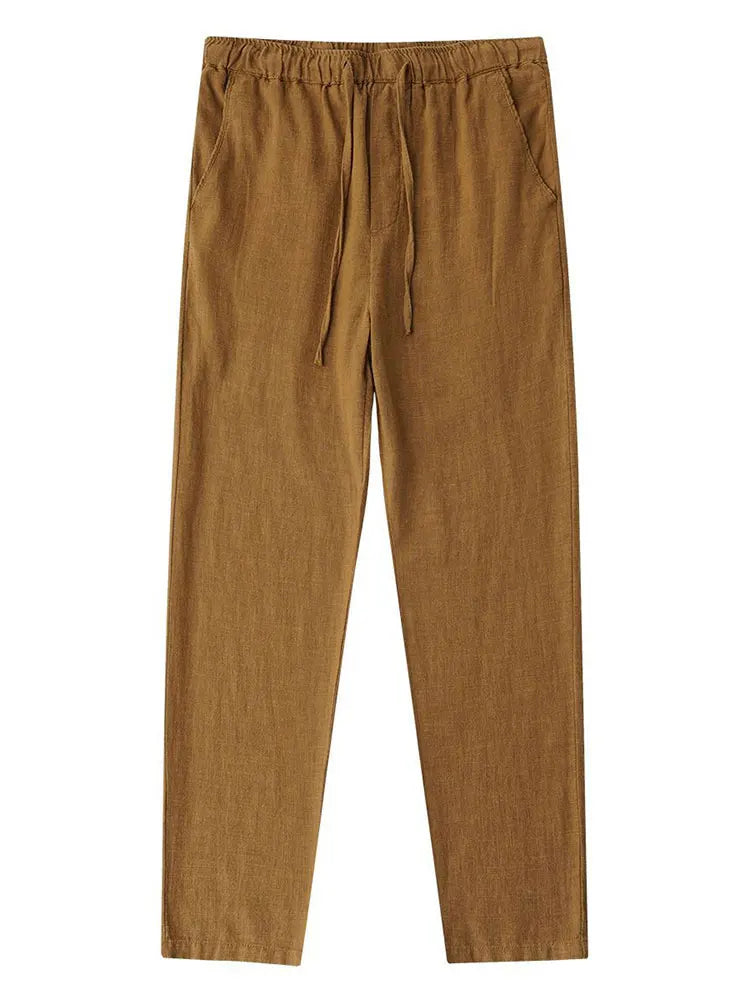 Nevettle Casual Cotton Linen Chino Pants Men Wide Leg