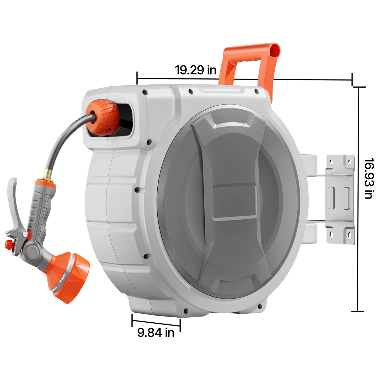SucceBuy Retractable Garden Hose Reel 9-Pattern Nozzle 180 Degree Bracket