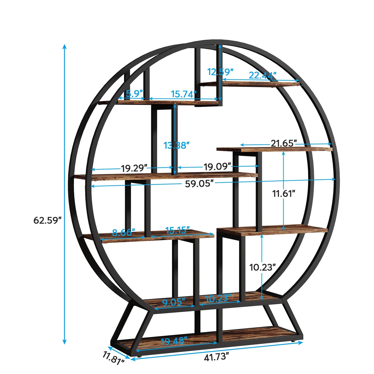 Tribesigns Industrial Bookshelf Etagere With Staggered Shelves