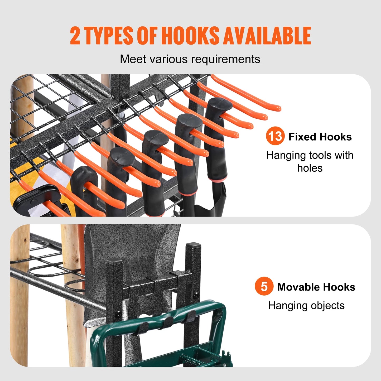 Garden Tool Organizer Rack With Hooks And Wheels Garage Storage