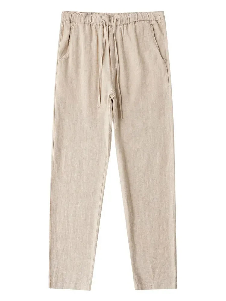 Nevettle Casual Cotton Linen Chino Pants Men Wide Leg