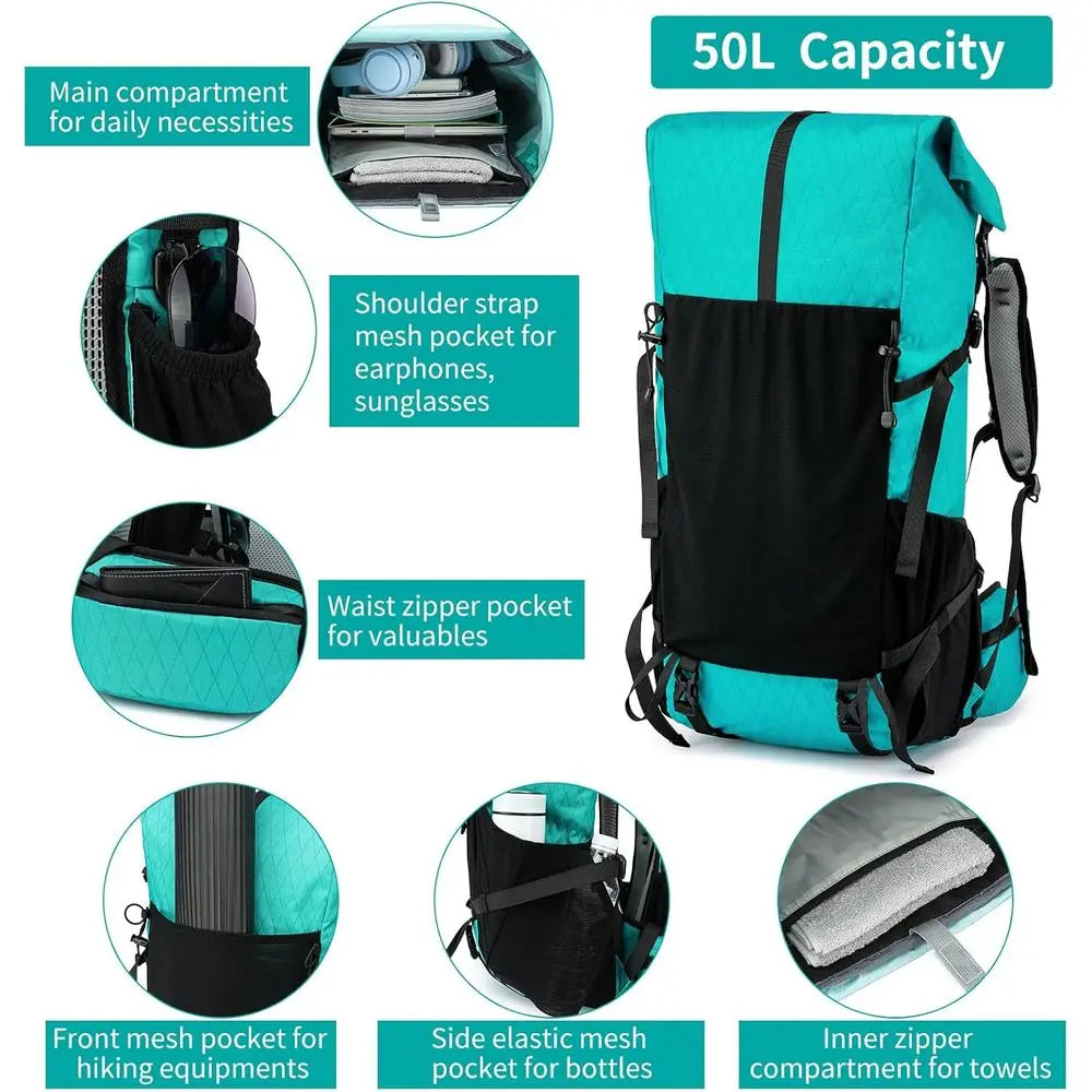 Large Capacity Hiking Backpack With Internal Frame For Camping