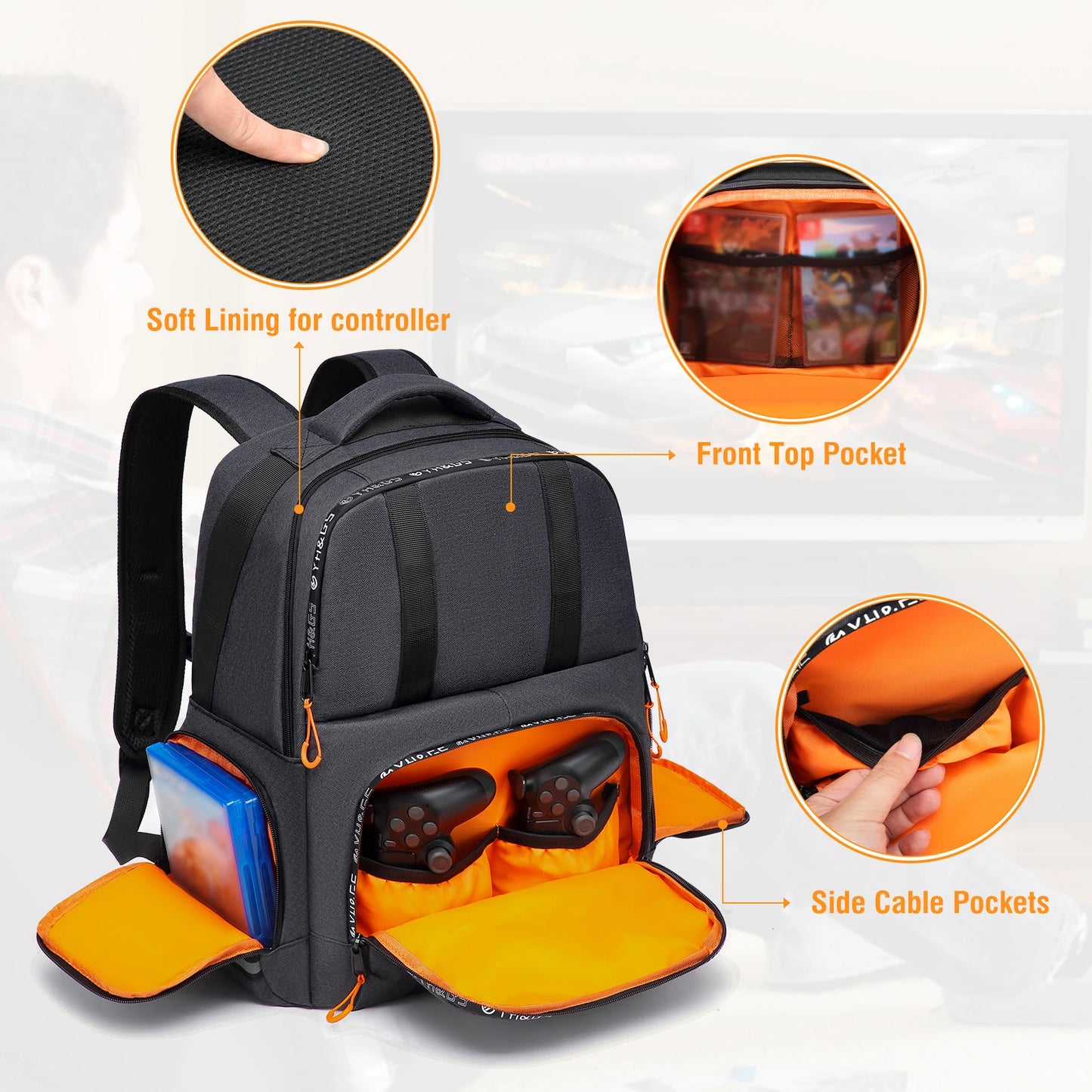 Backpack Compatible with Xbox Series X/S Console Bag with Separate Storage Room Console Headset Pockets for Gaming Accessories