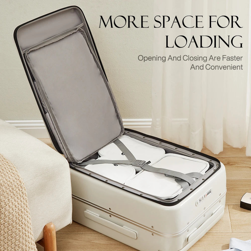 Mixi Front Laptop Pocket Luggage With Wide Handle Aluminum Frame