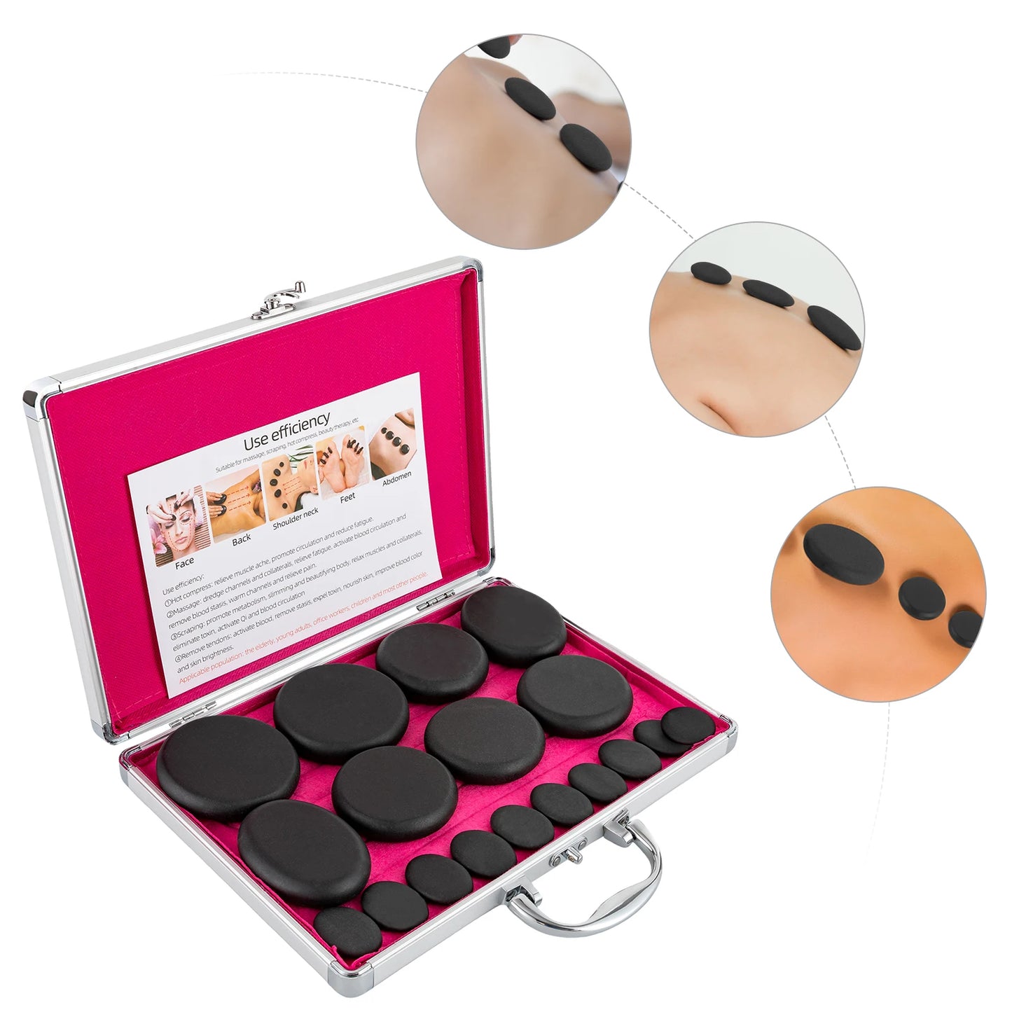 Bymaocar Hot Stones Massage Set With Heater Box Sixteen Stones