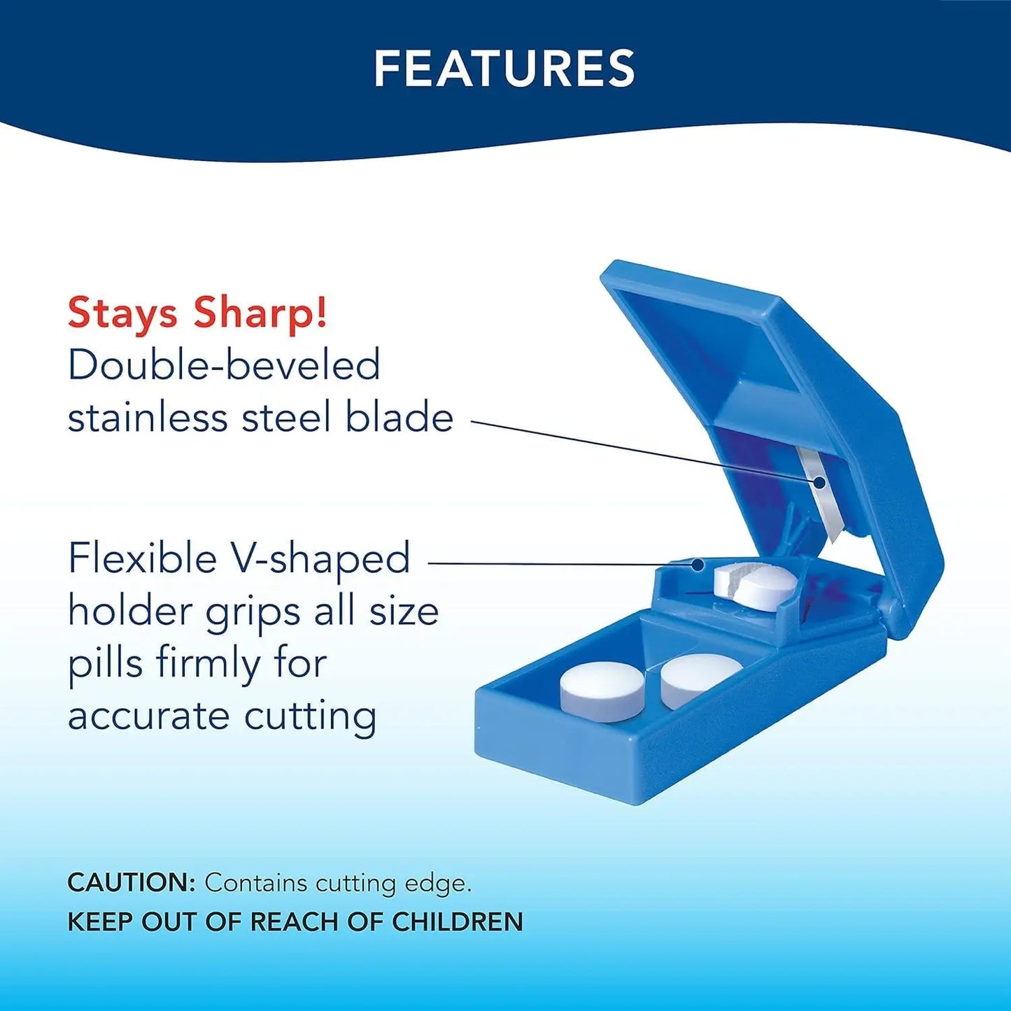 Pill Splitter With V Shaped Grip For Accurate Pill Cutting