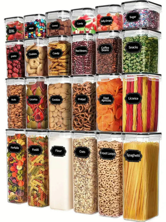 Airtight Food Storage Containers With Labels For Flour Grains Spices