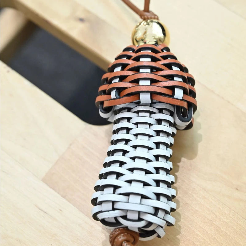 New Weaving Mushroom Ornaments Leather Bag Charm Keychain Bags Pendant Decoration High Luxury Girl Gift Bag Accessories