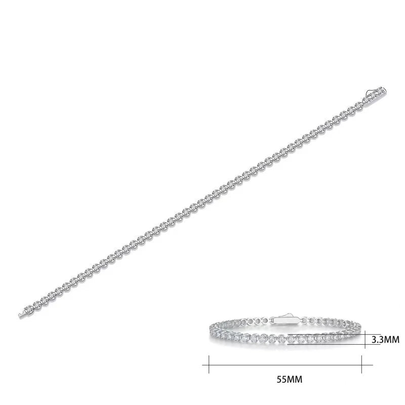 JIUZUAN Moissanite Tennis Bracelet 1.92ct 18K Gold Plated
