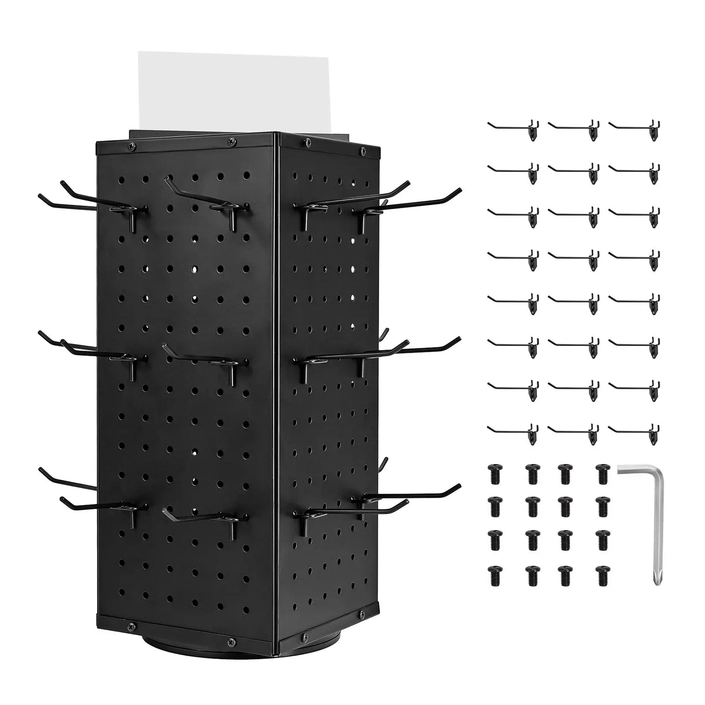 SucceBuy Rotating Pegboard Display Stand 4-Sided Jewelry Rack