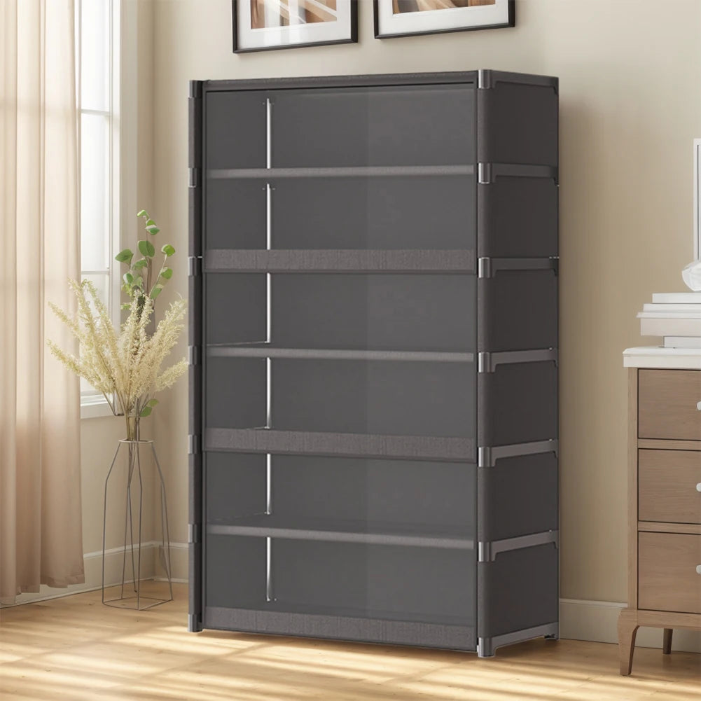 7 Tier Free Standing Shoe Storage Cabinet With Flip Doors