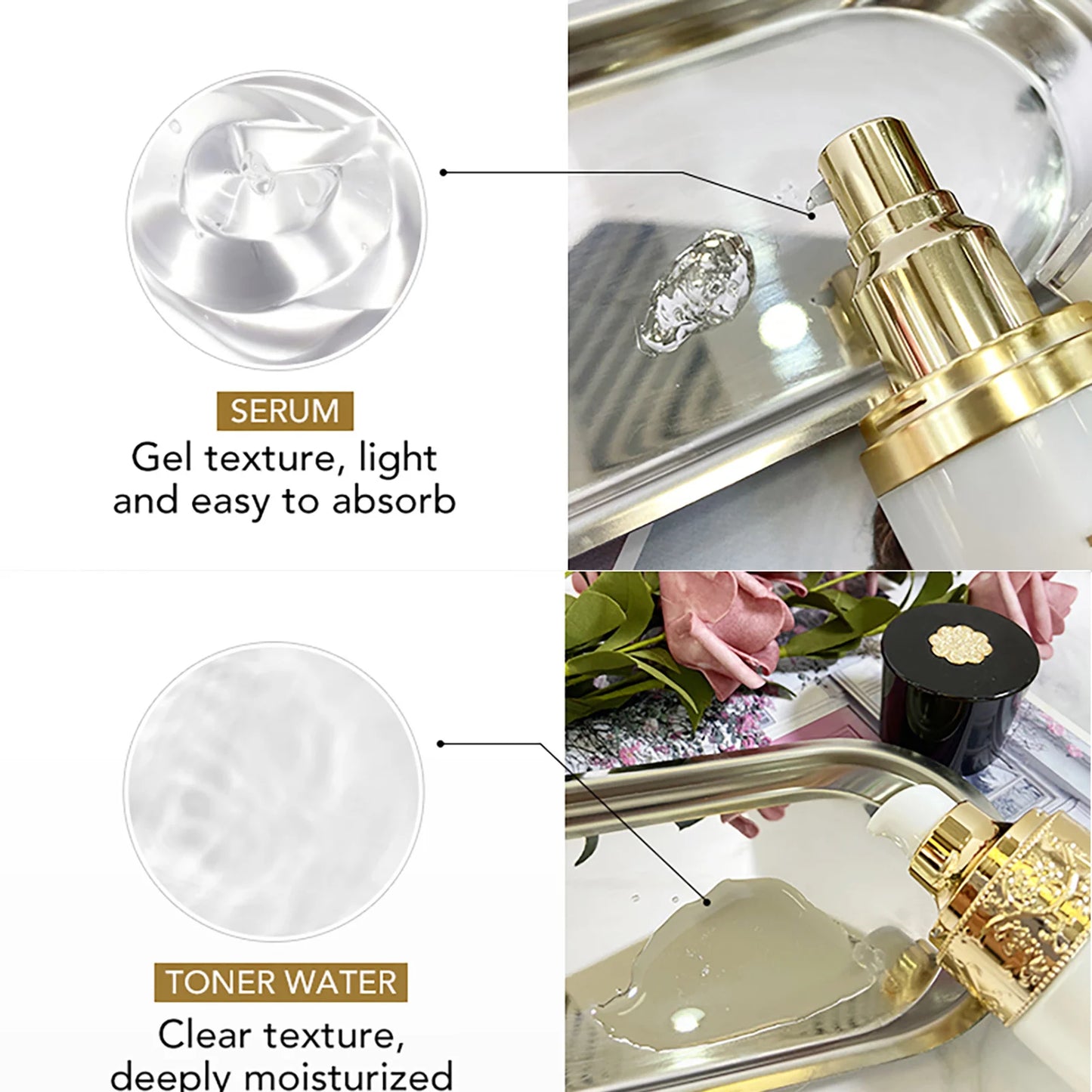 AILKE Whitening Anti-wrinkle Freckle Face Cream With Collagen Hyaluronic Acid Rose Skin Care Women Korean Facial Moisturizer Set