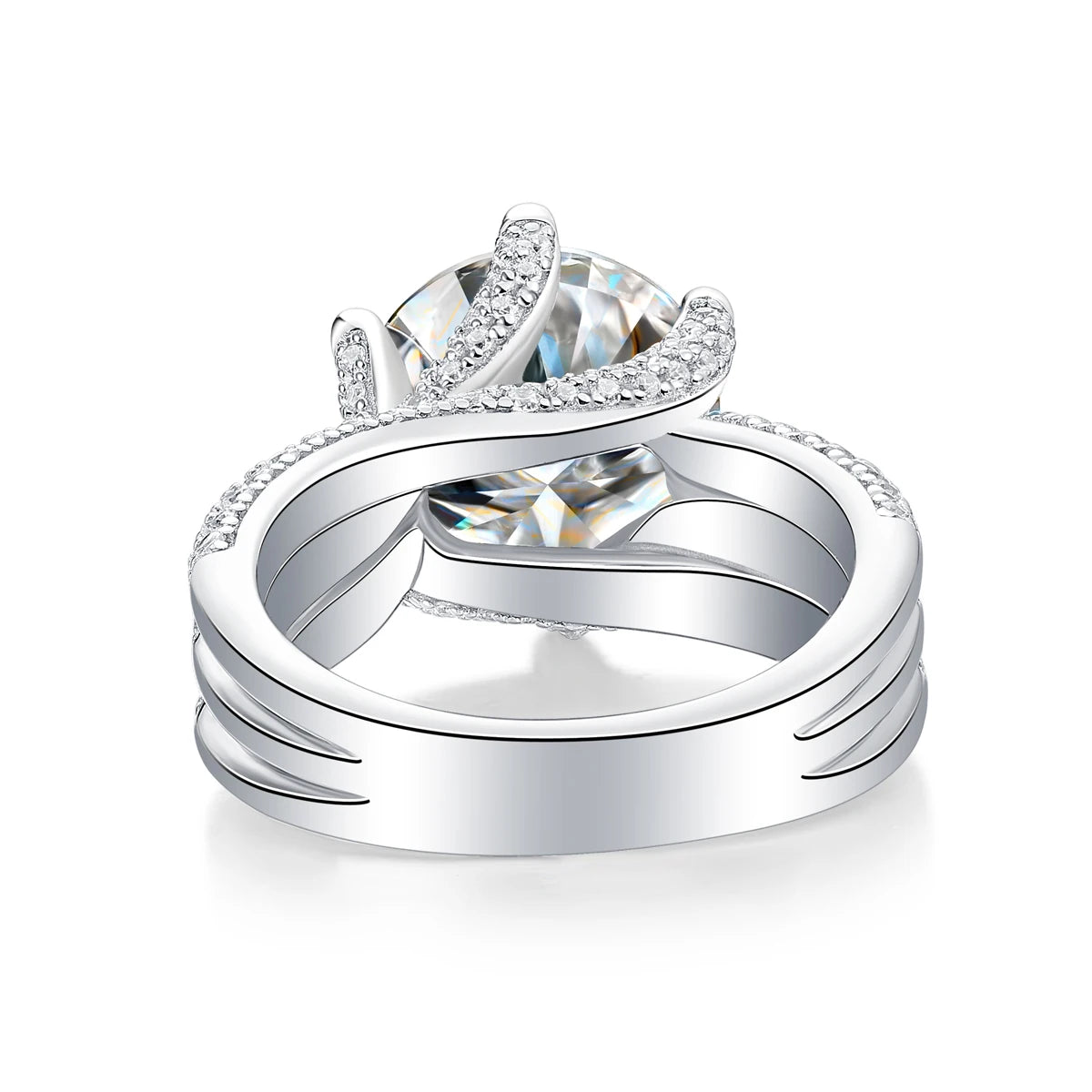 925 Sterling Silver Moissanite Engagement Ring With Claw Setting