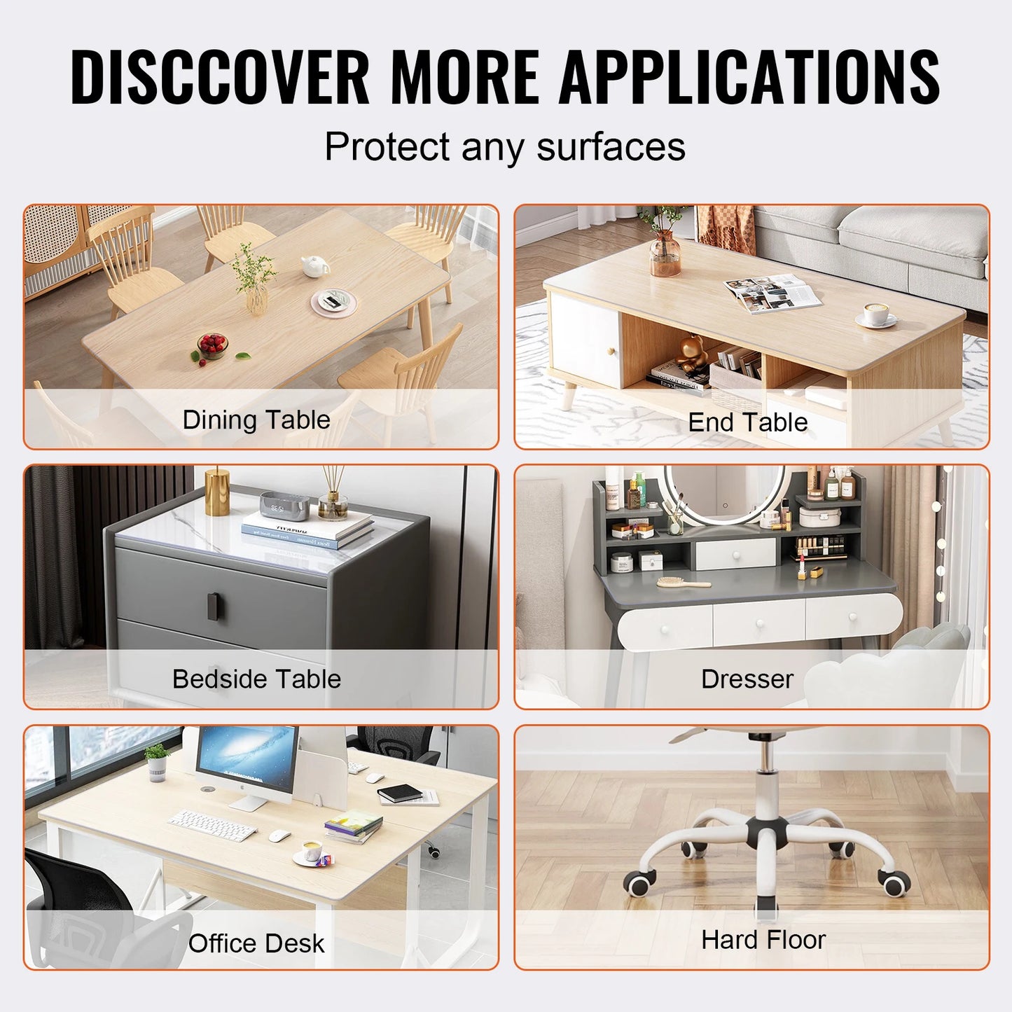 NONECN PVC Transparent Tablecloth Waterproof Oil Proof Kitchen Cover