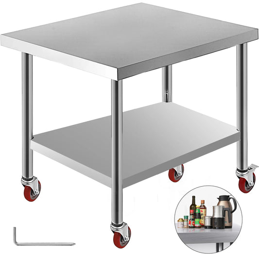 SucceBuy Stainless Steel Kitchen Work Table With Caster Wheels