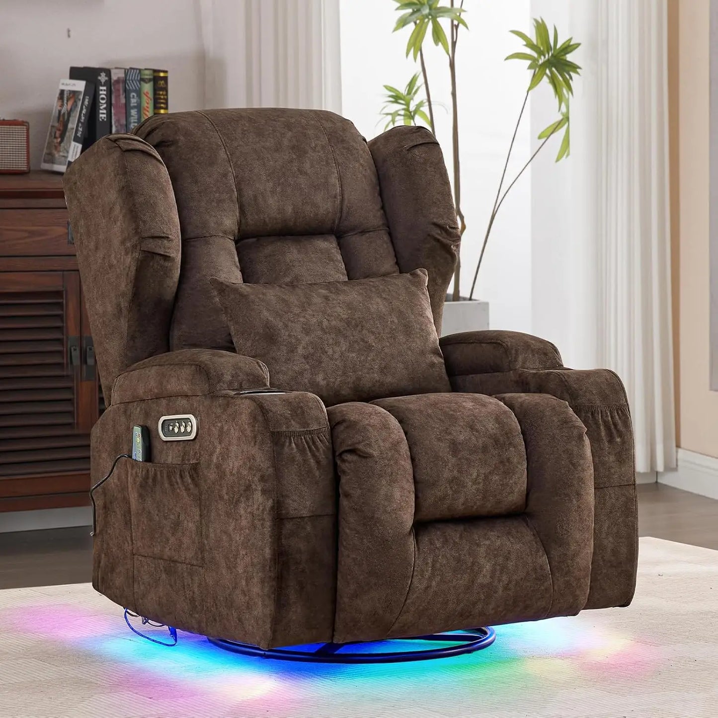 Power Swivel Rocker Recliner Chair with Massage & Heat, Dual Motor Electric Glider Rocking Recliner with USB Ports,, Customized