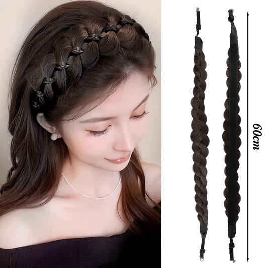 Wig Braided Magnetic Headbands Handmade Elastic Hair Hoop For Women