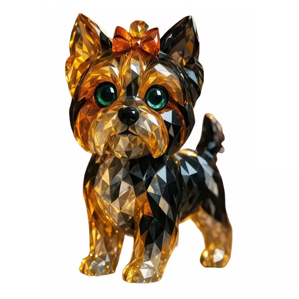 Shunmaii Resin Crystal Cat and Dog Figurines
