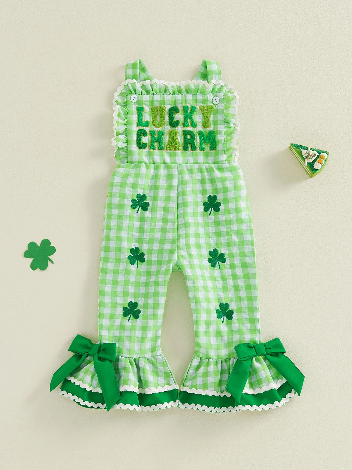 Adorable Baby Shamrock Print Sleeveless Romper