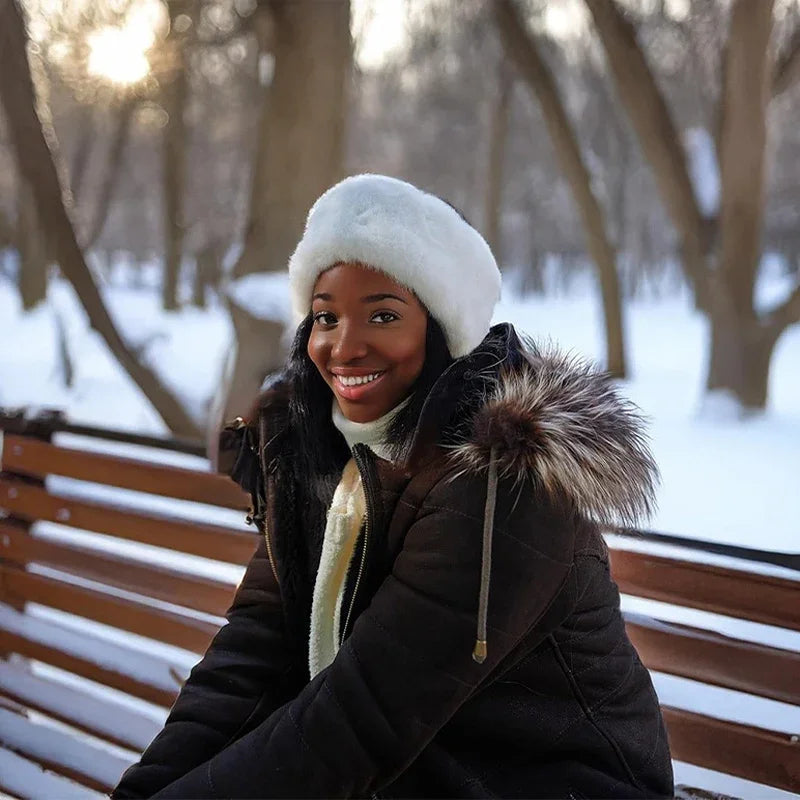 NONECN Fluffy Plush Headband Ear Warmer For Women Wearable