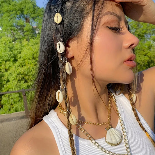 Sea Shell Braided Hair Rings Dreadlock Clips For Stylish Locs Hair Accessories