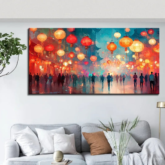 Art Deco Vintage Style Canvas Wall Art With Pine Frame