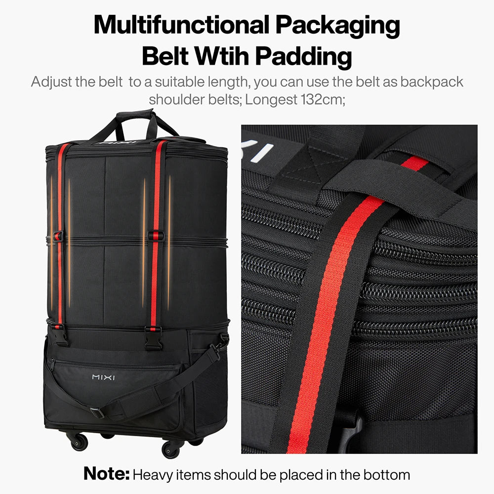 Mixi Foldable Travel Bag With Wheels Expandable Duffel
