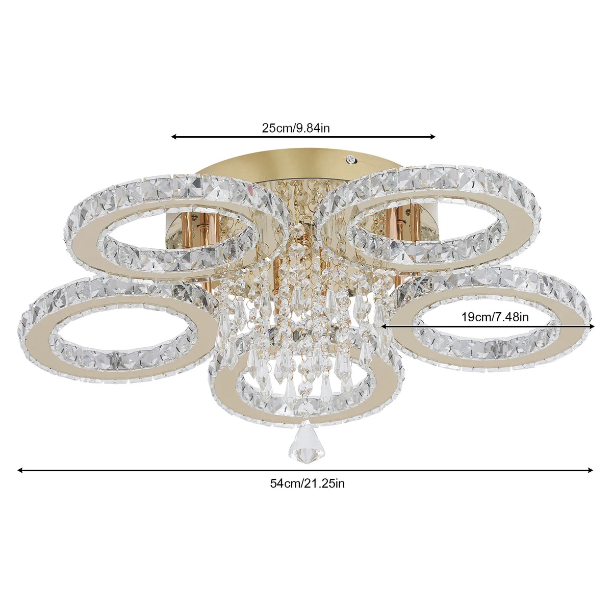 VETRULUS Modern LED Crystal Ceiling Chandelier for Living Room