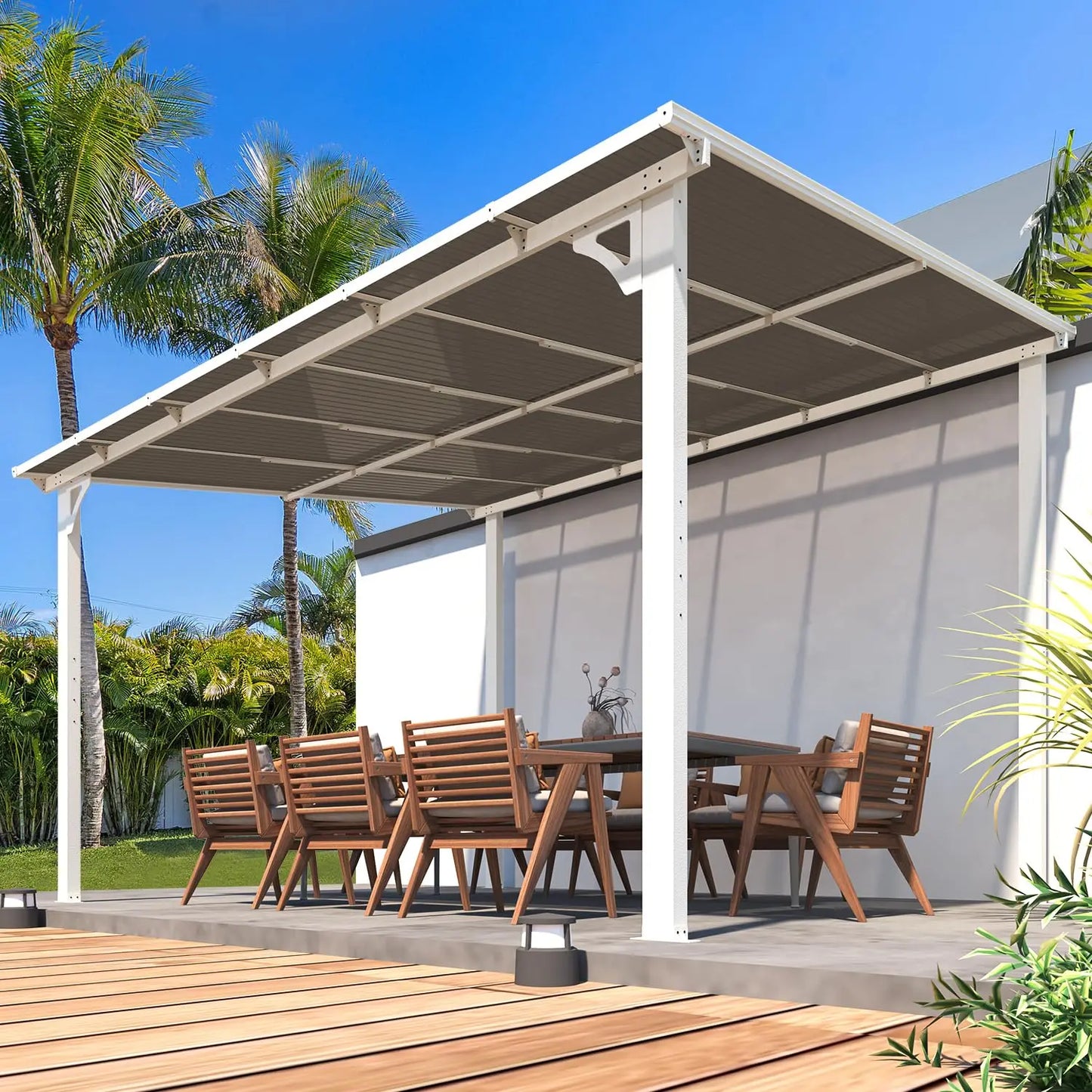 Wall Gazebo Hard Top Outdoor Patio Pergola
