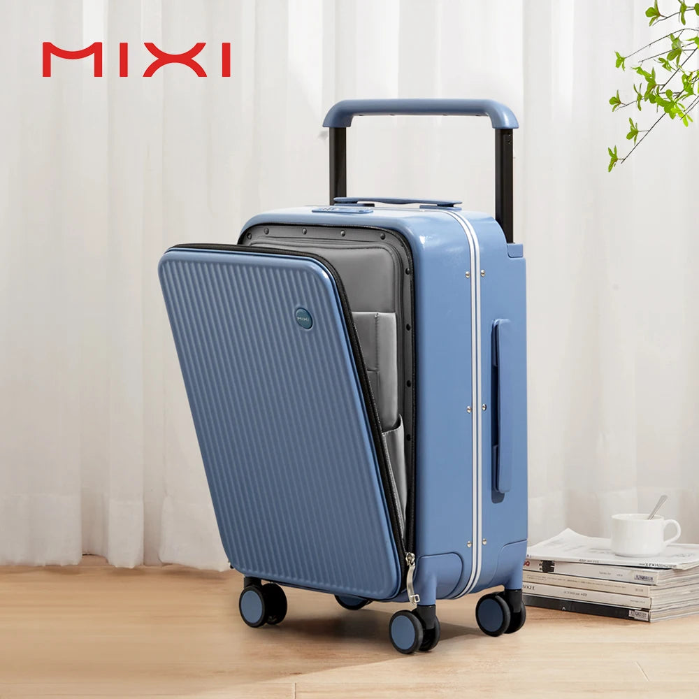 Mixi Front Laptop Pocket Carry On Luggage With Spinner Wheels