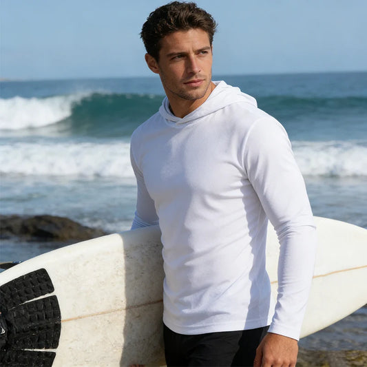 Men's Quick Dry Hooded Long Sleeve Polyester Tee Shirt
