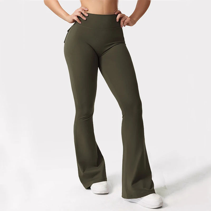 Summer Womens Cargo Pocket Fitness Tights High Waisted Yoga Pants