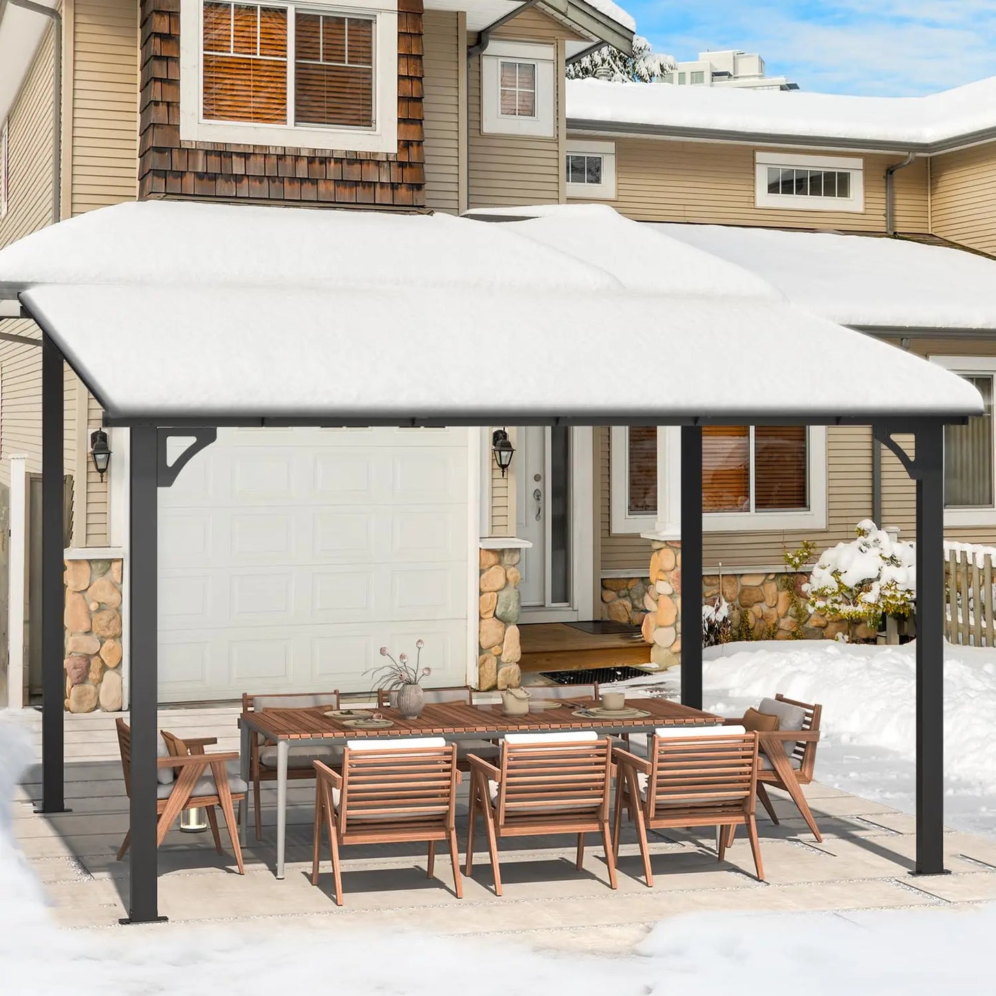 Wall Gazebo Hard Top Outdoor Patio Pergola