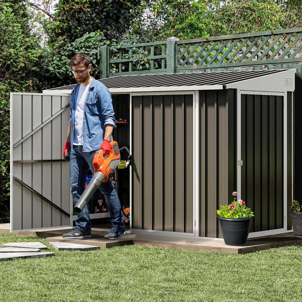 Outdoor Storage Shed, Waterproof Metal Garden Shed with Lockable Door, Storage Shed for Bike, Garbage Can, Lawnmower，Customized